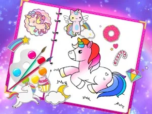 Fabulous Cute Unicorn Coloring Book game background