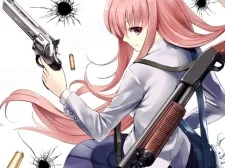 Anime Girl With Gun Puzzle game background