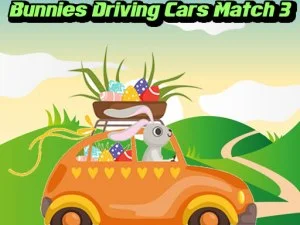 Bunnies Driving Cars Match 3 game background