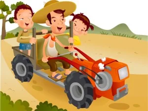 Tegneserie traktor puslespill game background