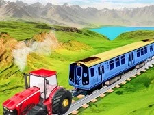Chained Tractor Towing Train Game game background