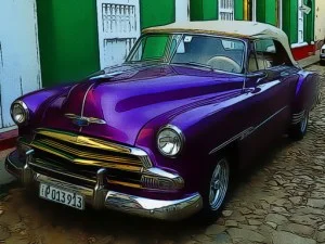 Cubaanse vintage auto’s jigsaw game background