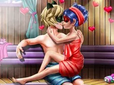 Dotted Girl Sauna Flirting game background