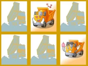 Memória de caminhões basculantes game background
