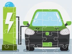 Quebra-cabeça de carros elétricos game background