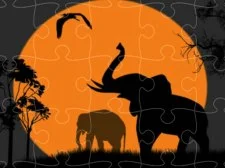 Elephant Silhouette Jigsaw game background