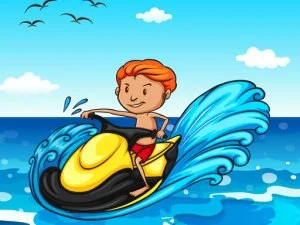 Letnia zabawa na skuterze wodnym w ukryciu game background