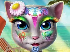 Kitty Beach Makeup game background