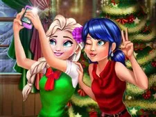 Ladybug And Elsa Xmas Selfie game background