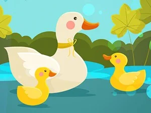 Mother Duck and Ducklings Jigsaw game background