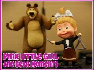 Pink Little Girl and Bear Moments game background