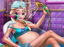Pregnant Ice Queen Bath Care game background