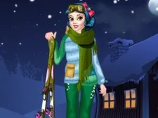 Princess Winter Skiing game background
