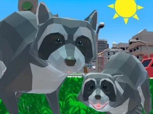 Raccoon Adventure City Simulator 3D game background