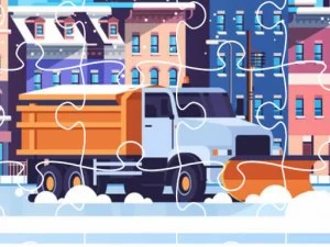 Snow Plow Trucks Jigsaw game background