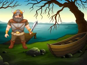 Quebra-cabeça de batalha do guerreiro viking game background